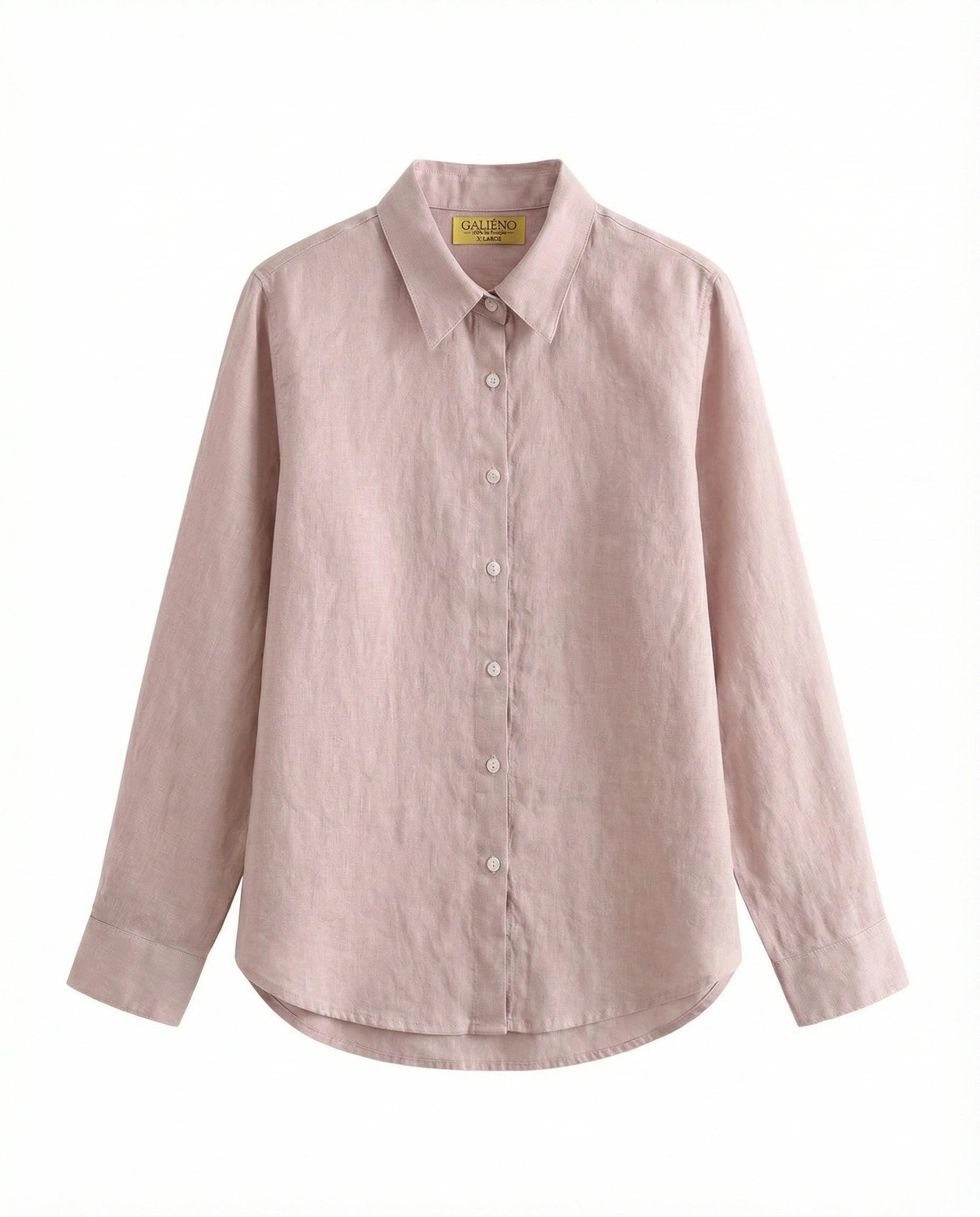 Chemise en lin rose femme, style décontracté été saumon