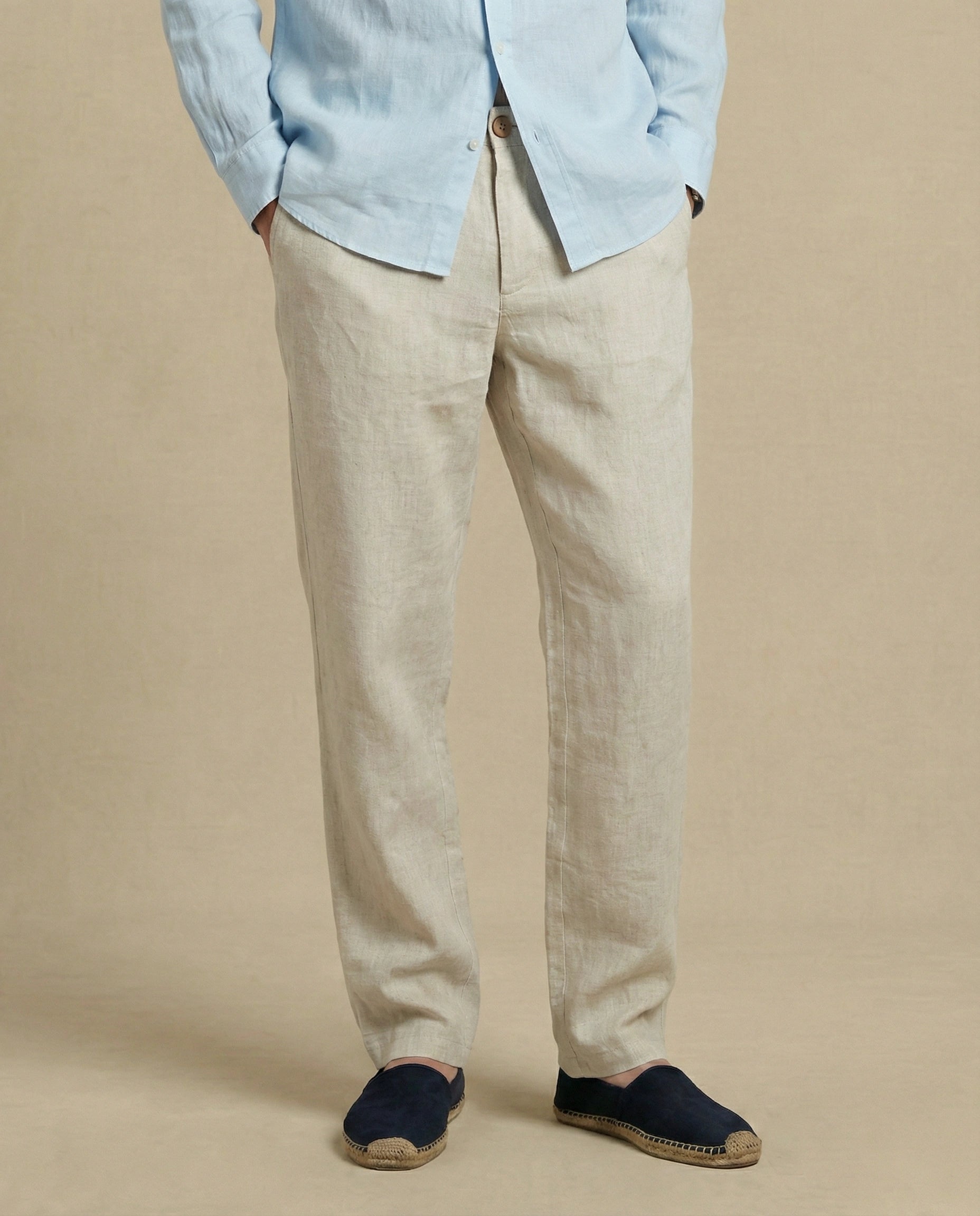 Pantalon en lin beige pour homme été