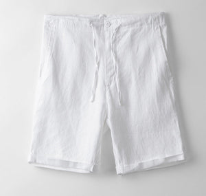 Loose pure linen shorts - White