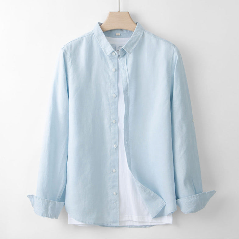 Chemise en lin bleu claire ciel homme