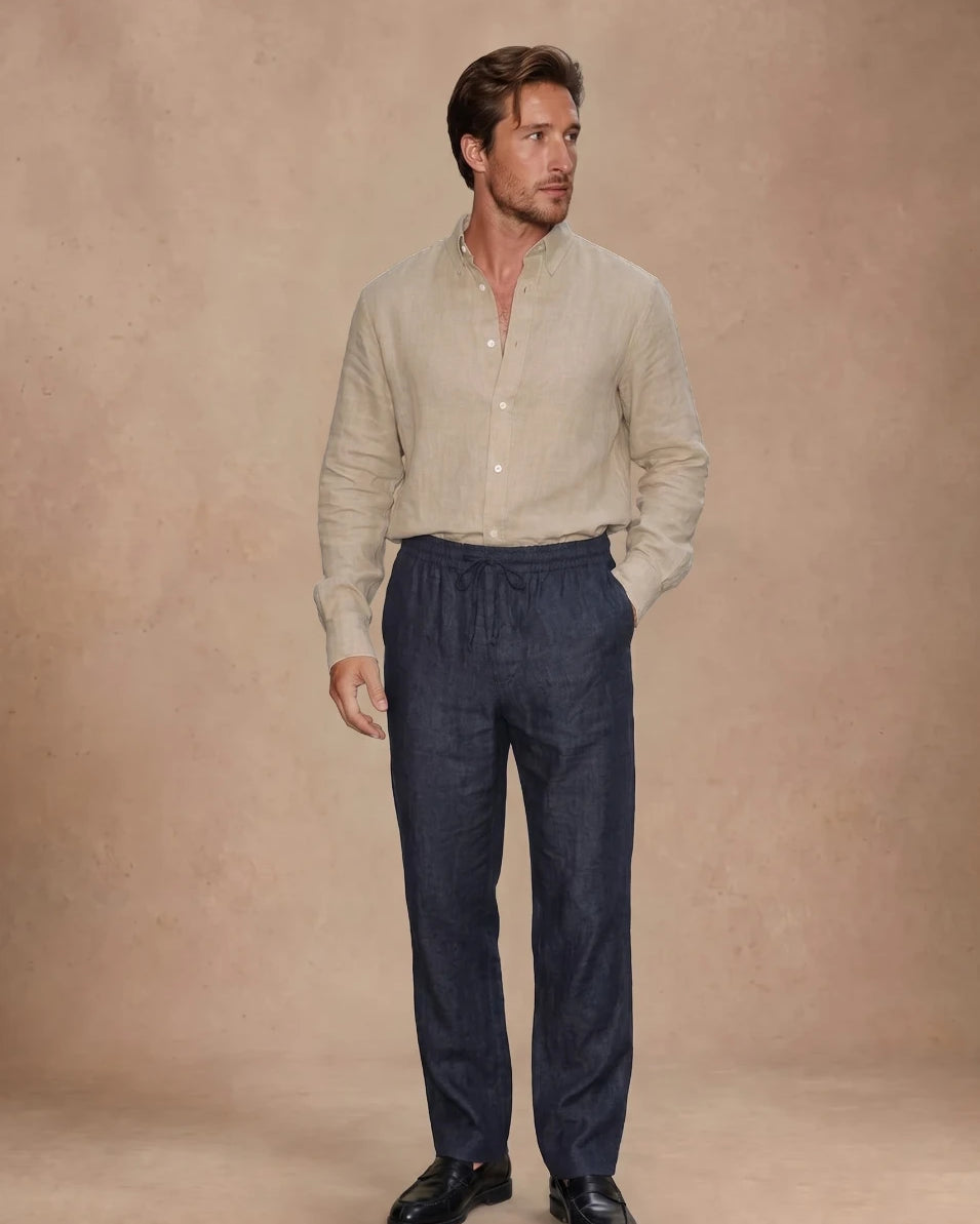 chemise beige lin homme