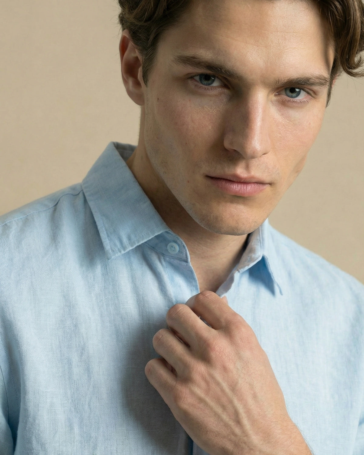 chemise bleu ciel lin homme