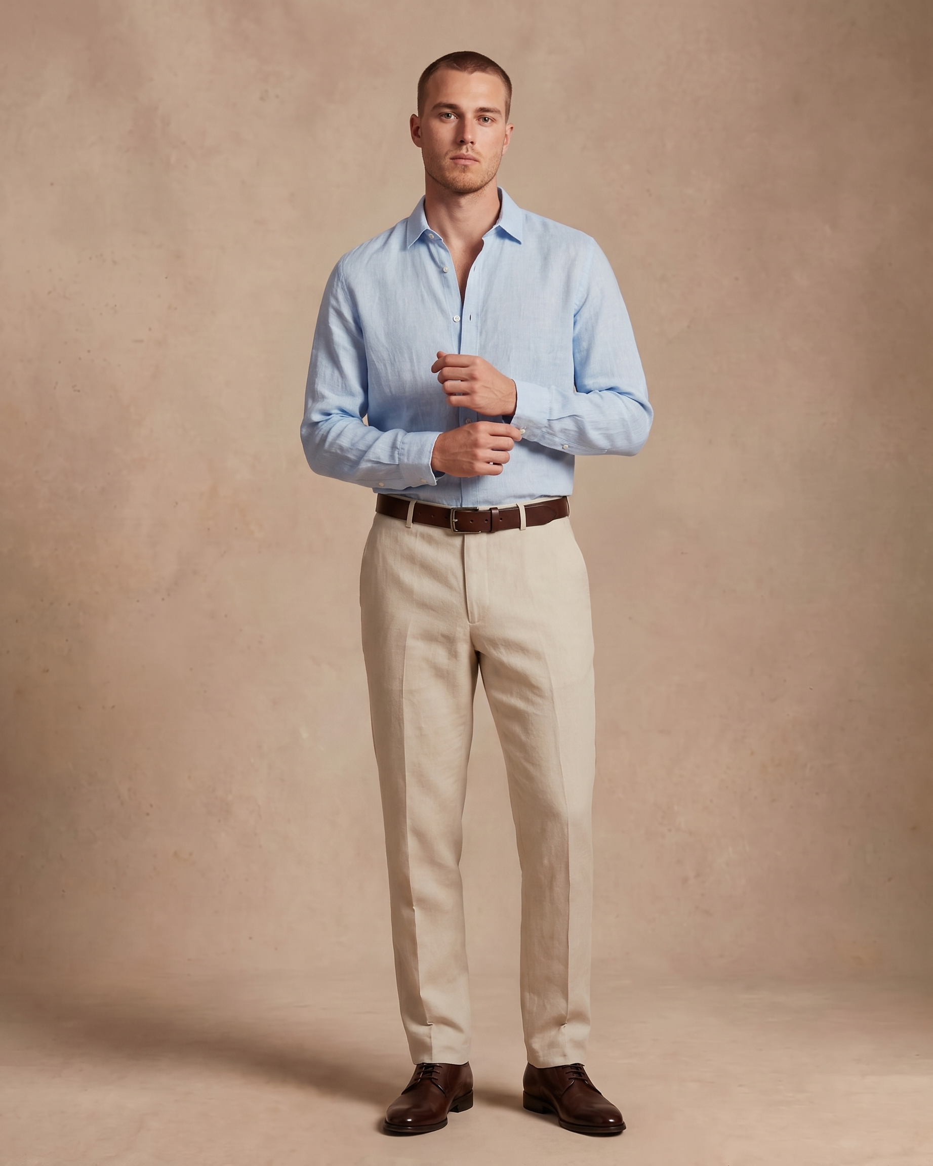 chemise bleu ciel lin homme