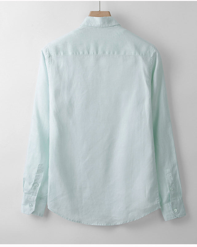 chemise en  100% lin vert clair menthe homme