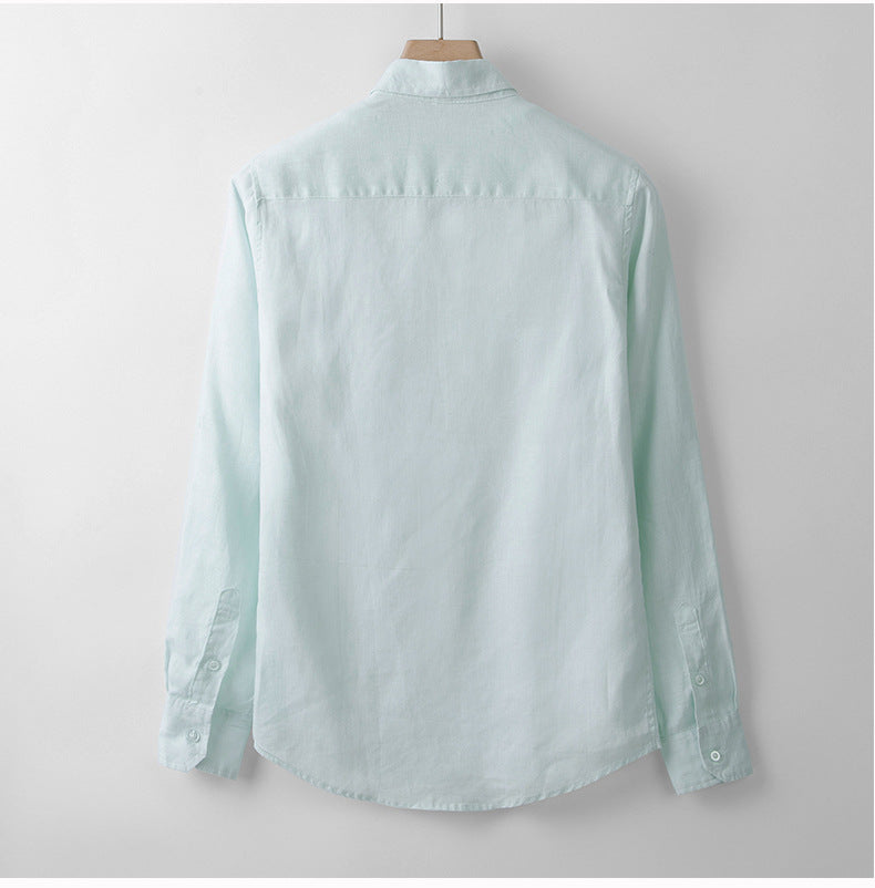 chemise en 100% lin vert clair menthe homme