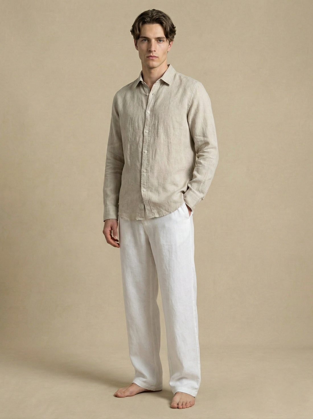 Men's linen shirt - Beige