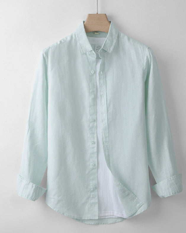 chemise en  100% lin vert clair menthe homme