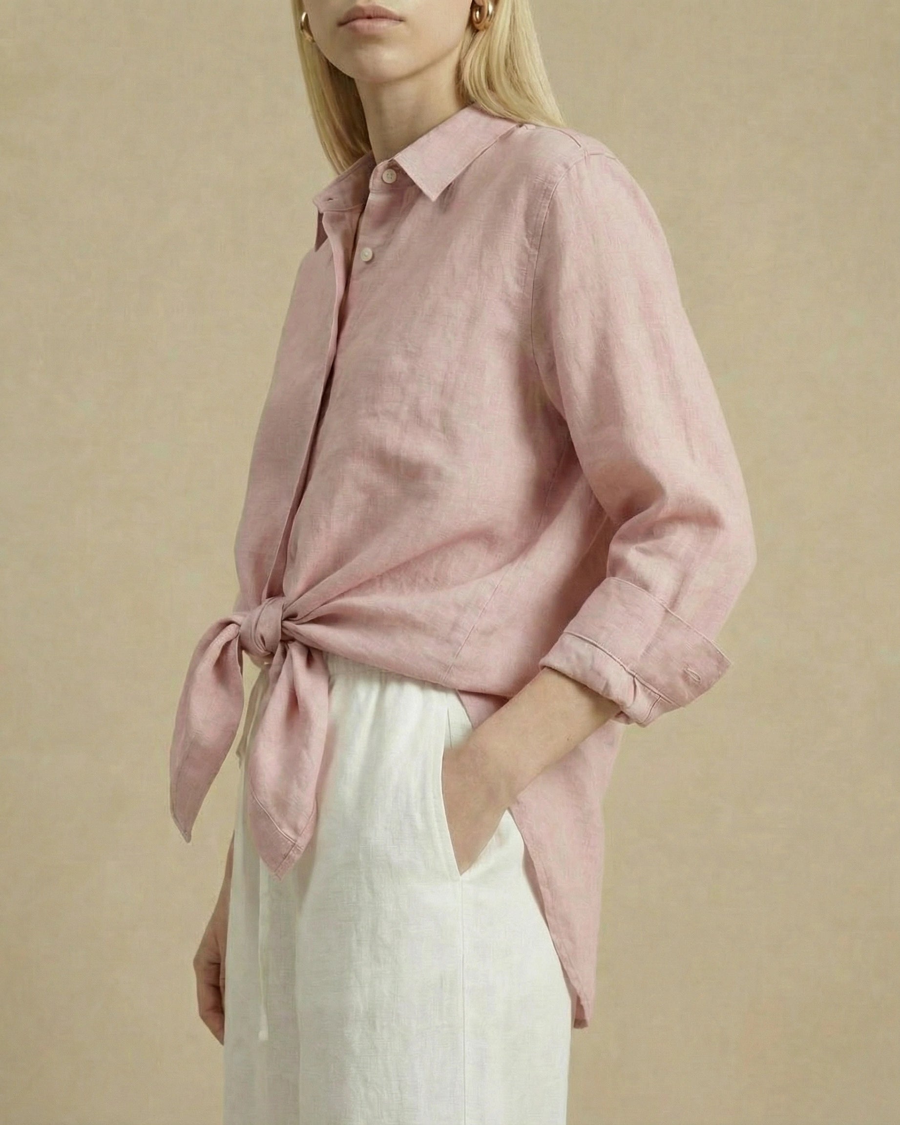 chemise lin femme rose ete