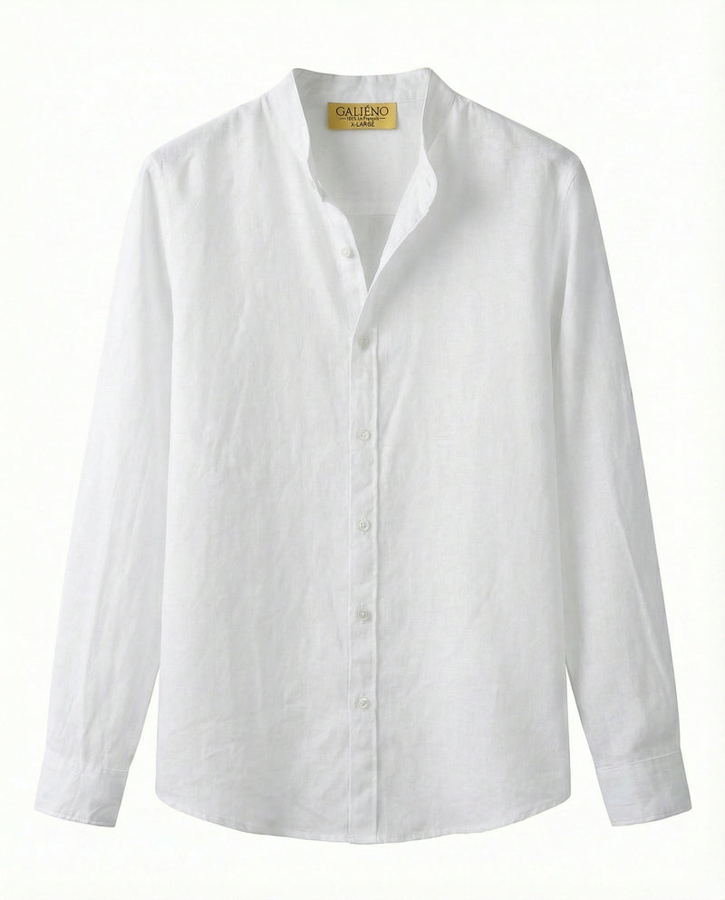 Chemise en lin homme col mao - Blanc