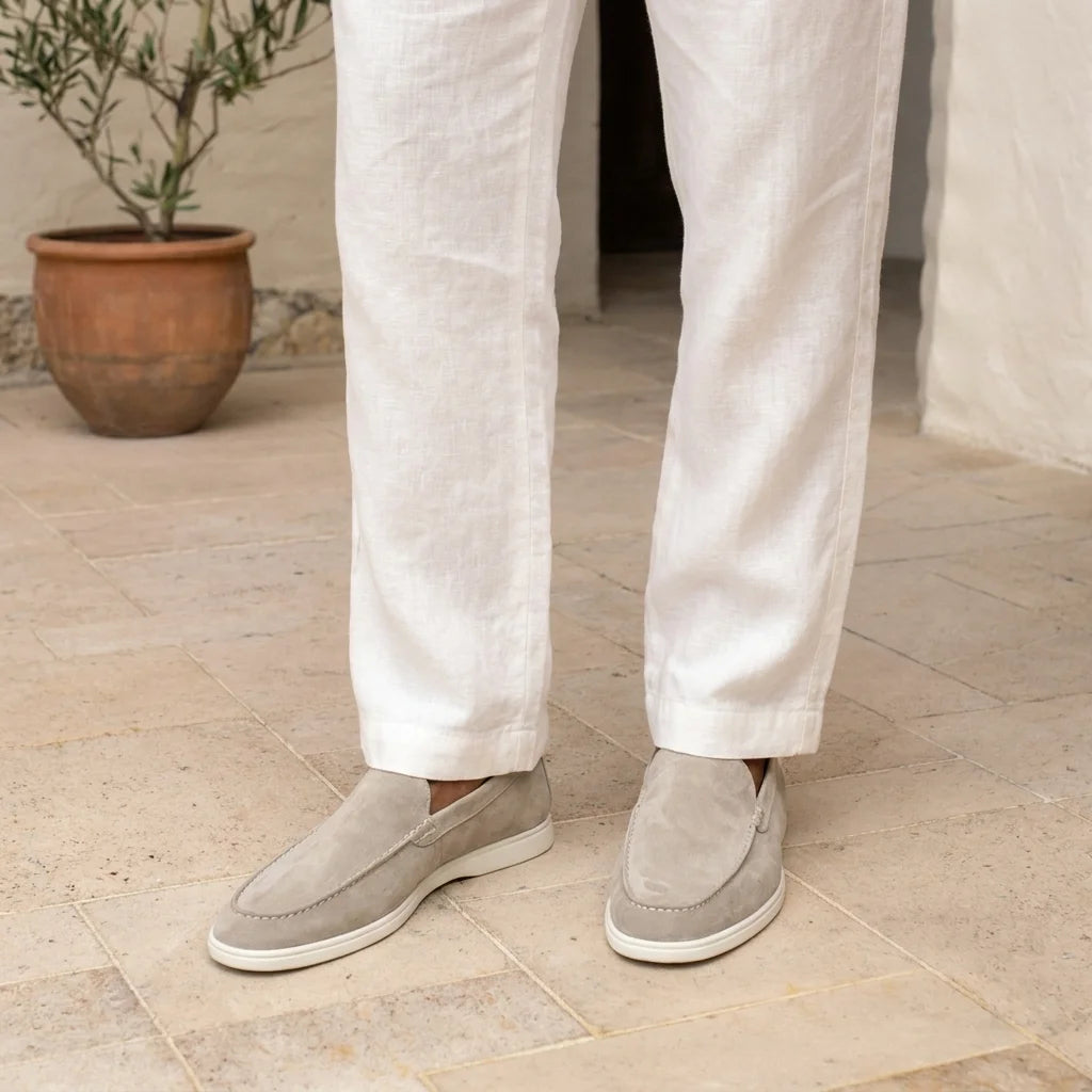 Mocassins en daim - Écru