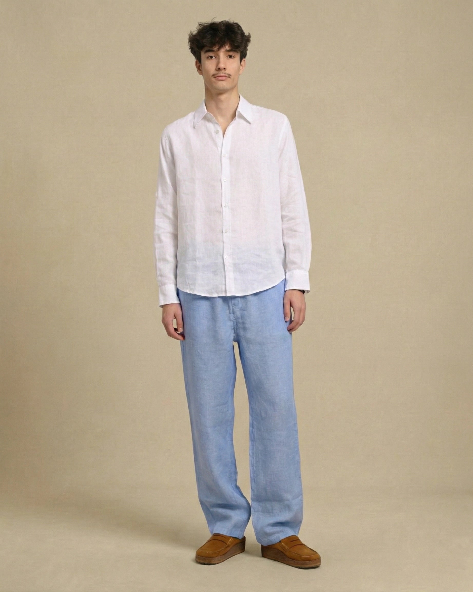 pantalon en lin homme bleu ciel