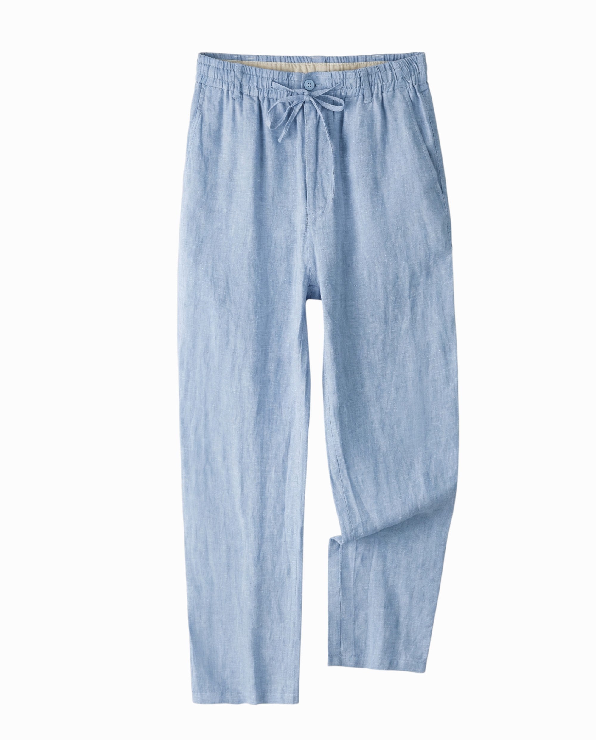 pantalon en lin homme bleu ciel decontracte