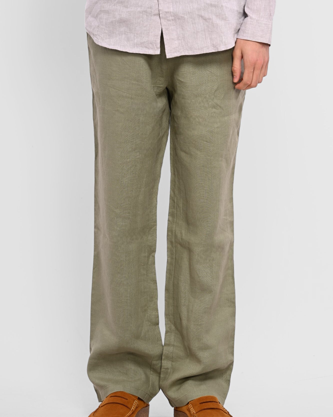 pantalon en lin homme kaki vert