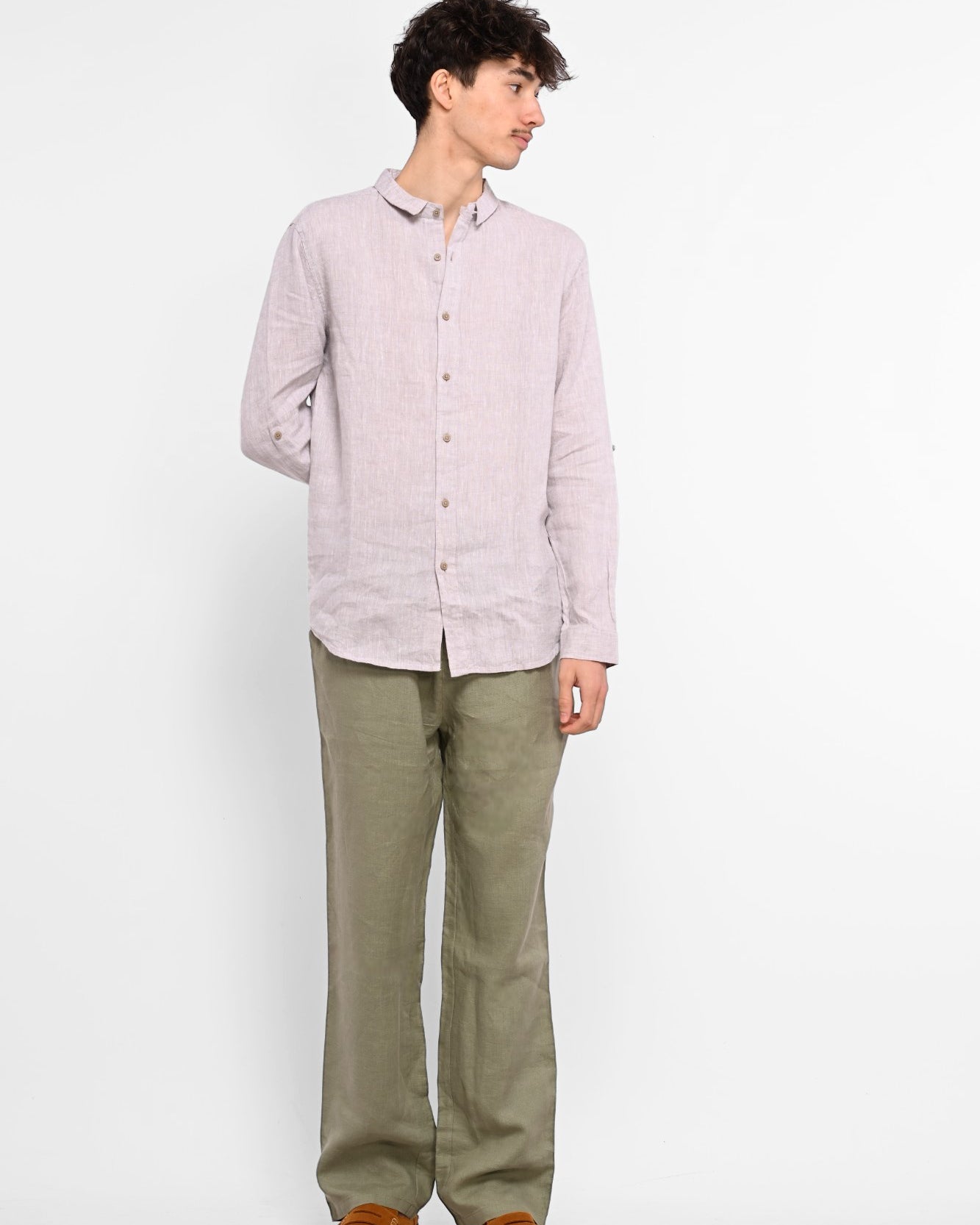 pantalon en lin homme kaki vert