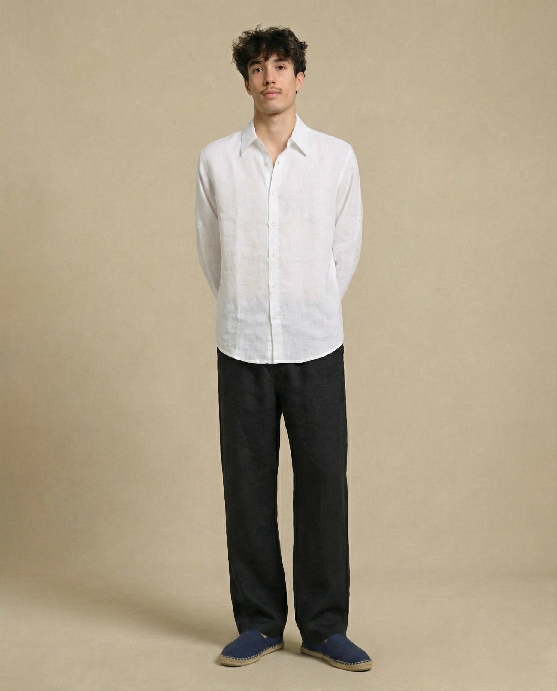 pantalon en lin noir pour homme été