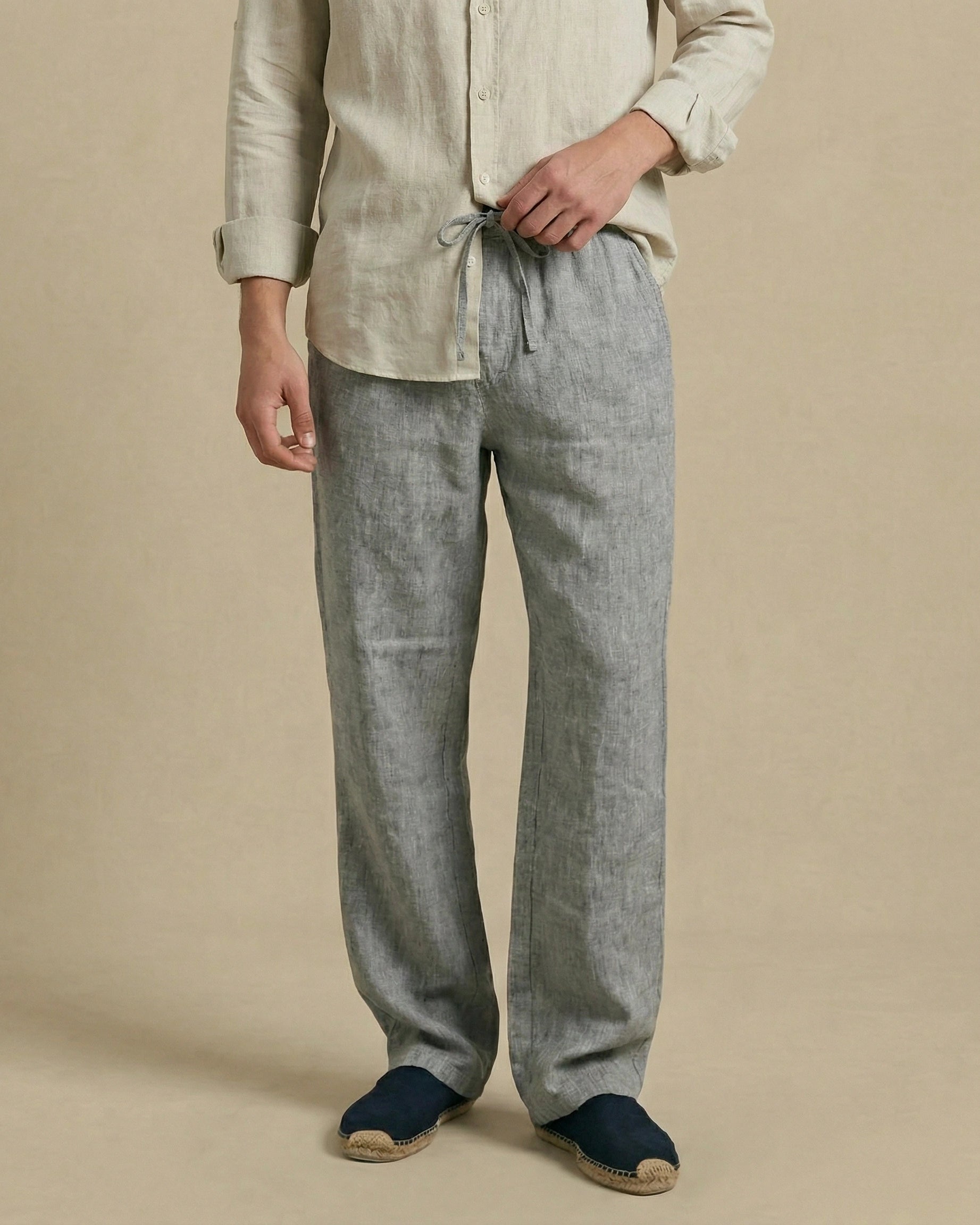 pantalon en lin homme français gris décontracté