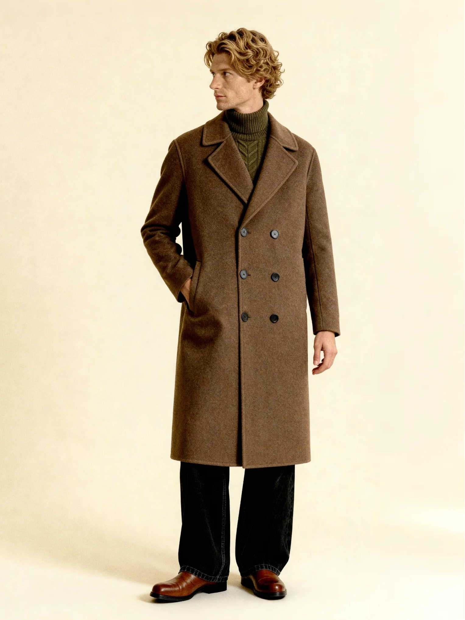 Trench-coat long pure laine Marron – Galiéno