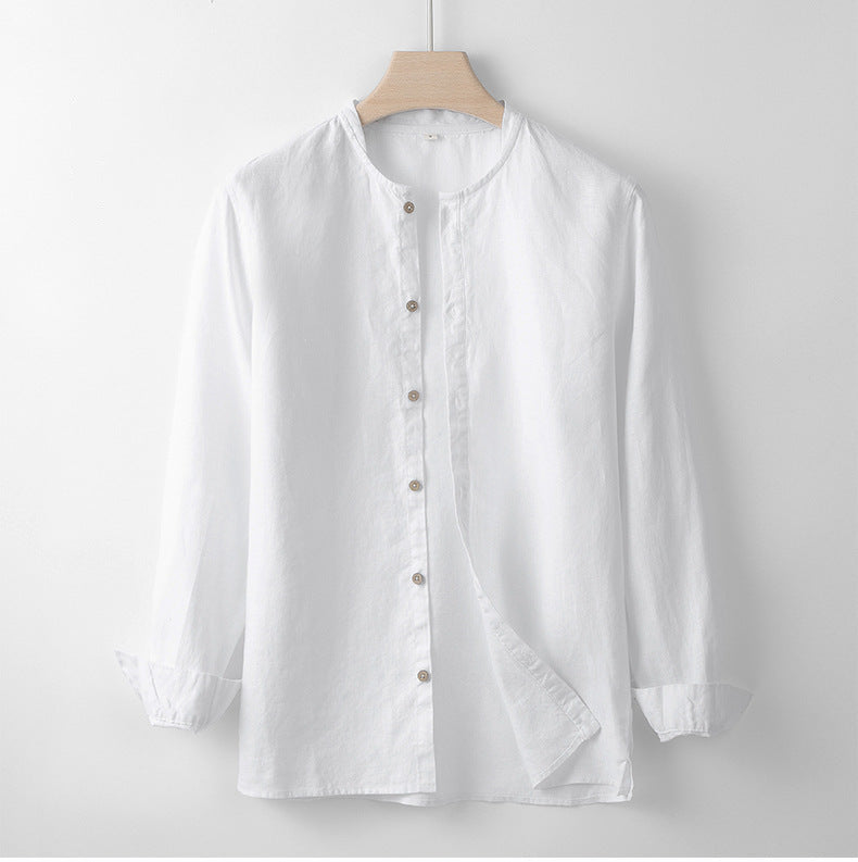 Chemise en 100% lin col mao 