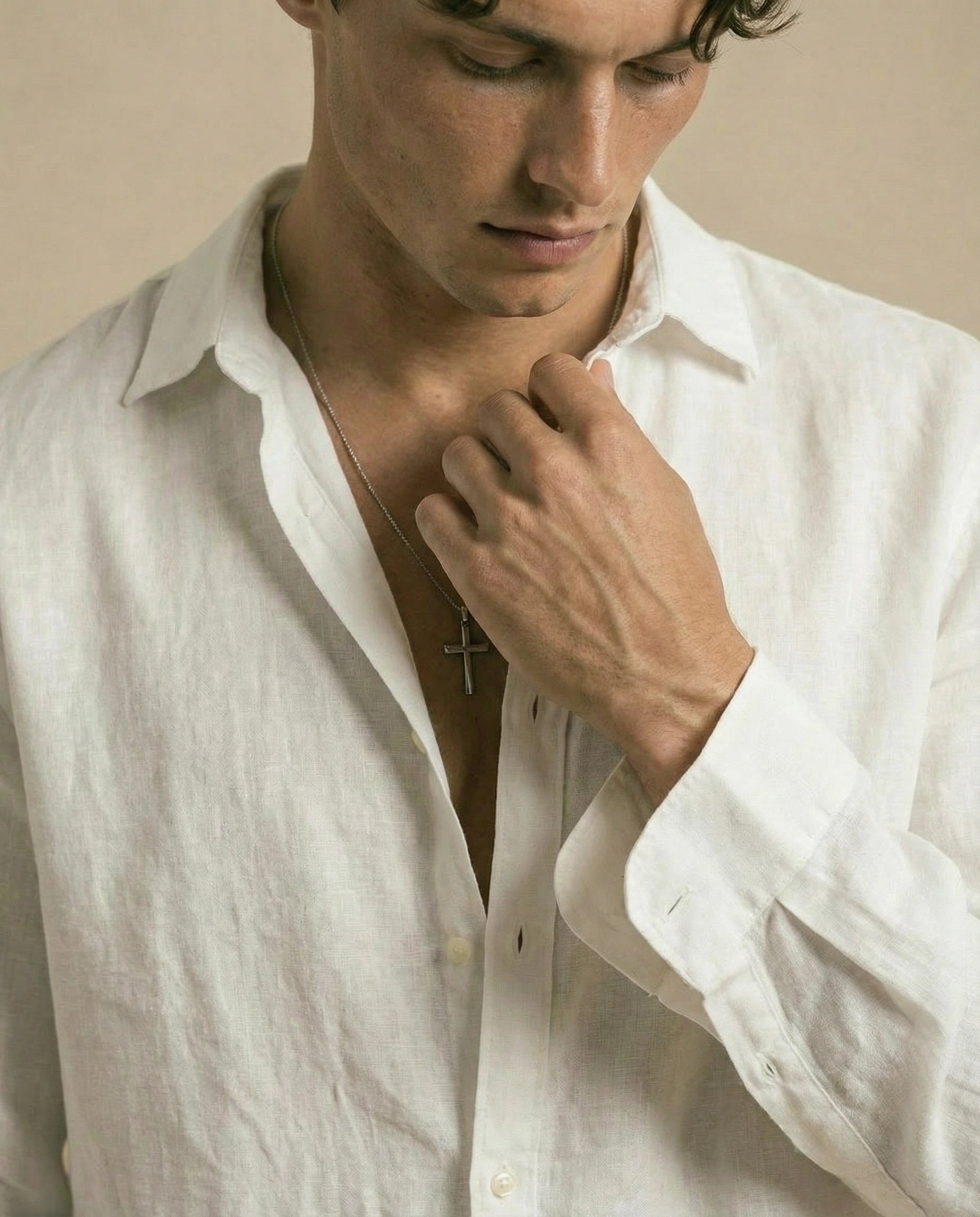 Chemise en lin blanc homme