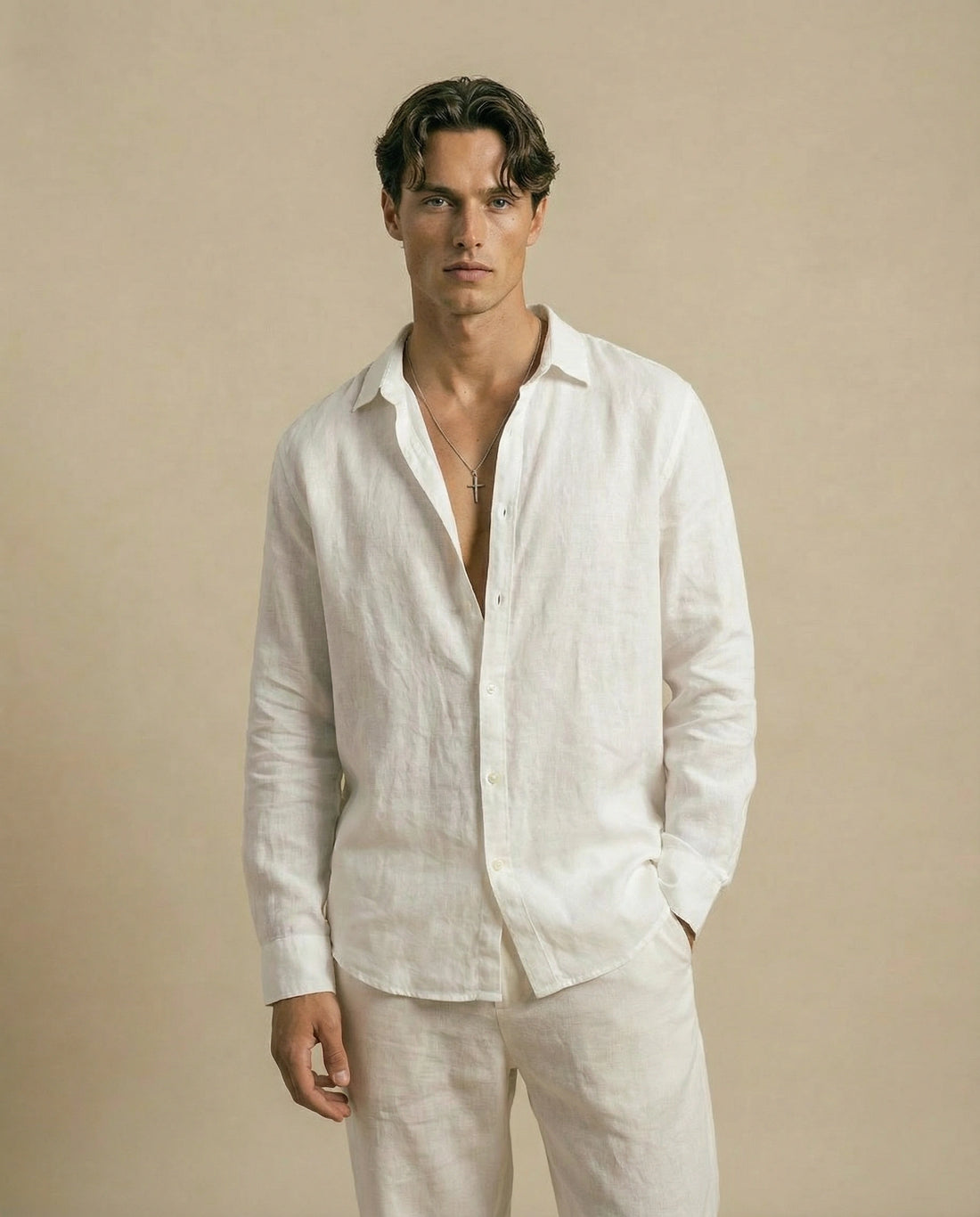 Men's linen shirt - White
