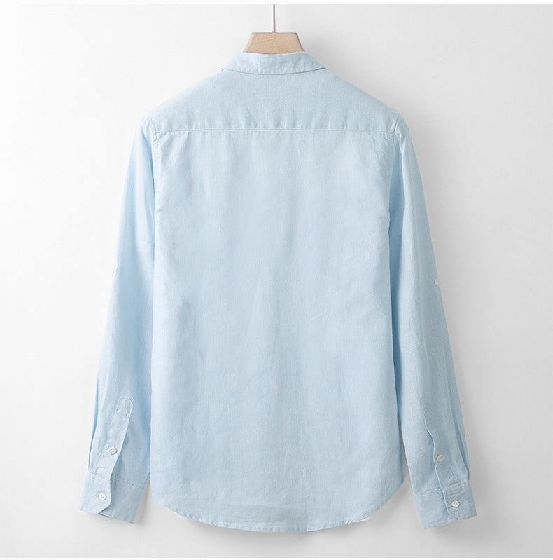 Chemise en pur lin bleu claire ciel homme 