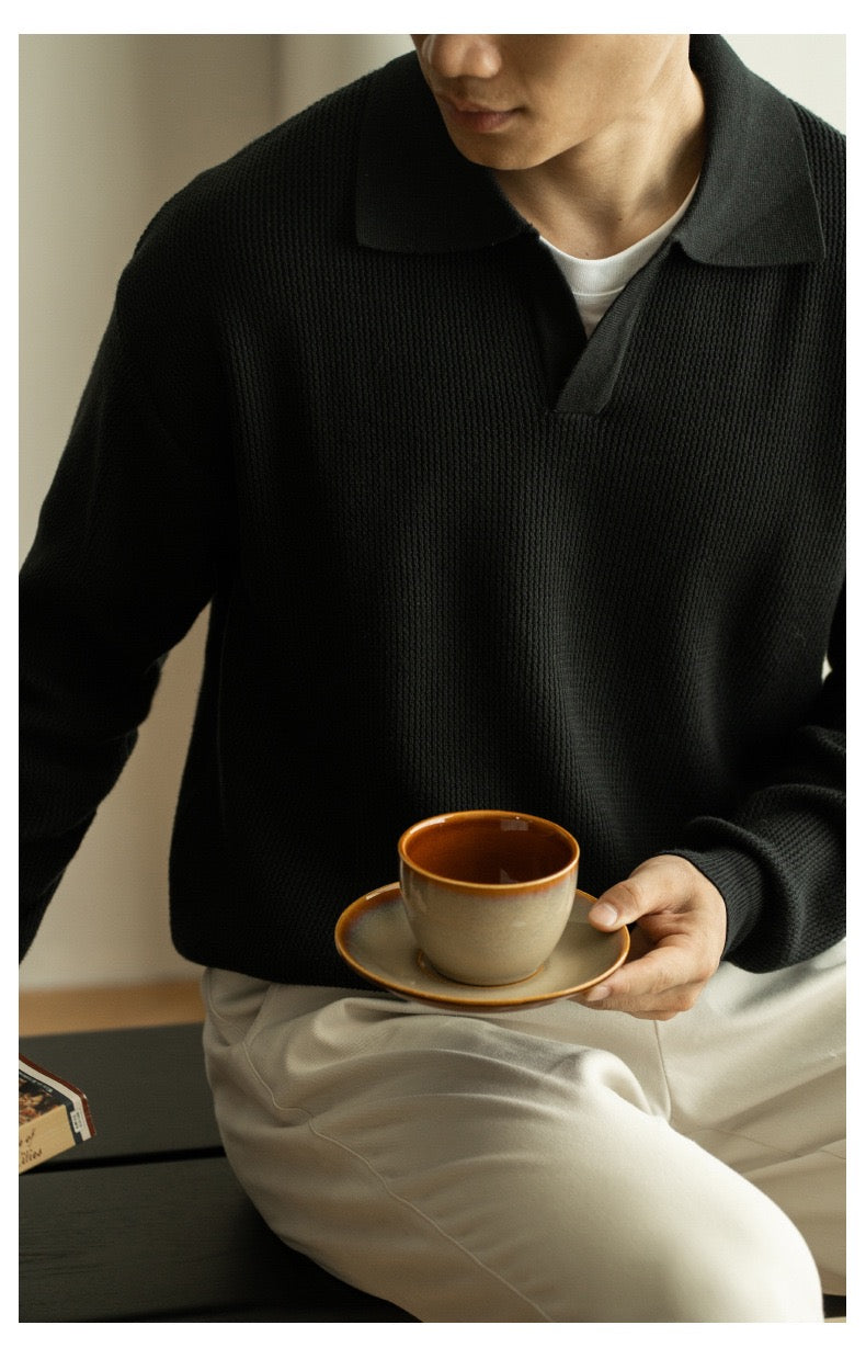 Casual long sleeve polo shirt