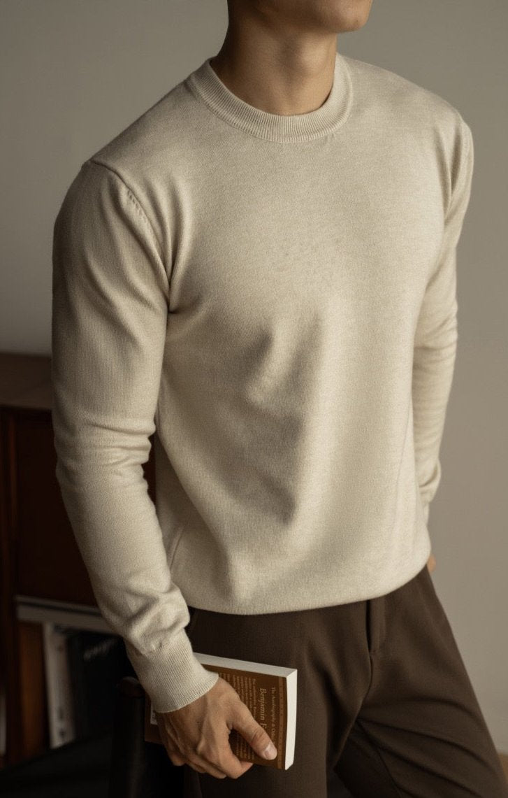 Slim wool crew-neck sweater