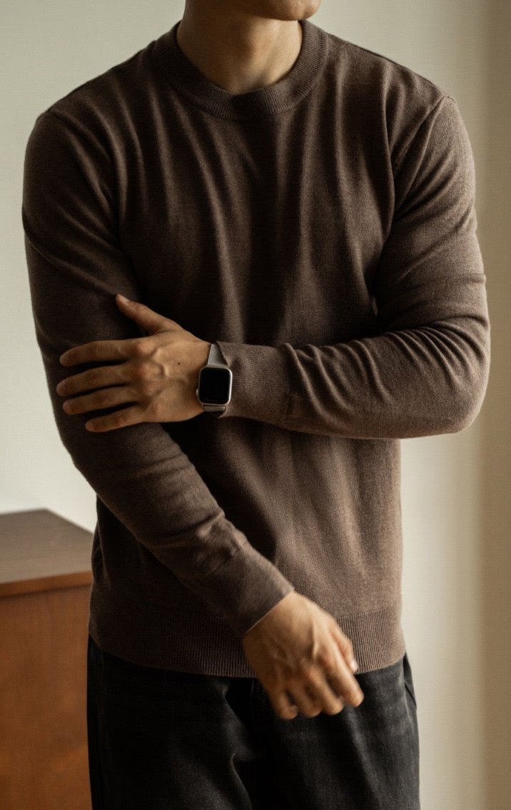 Slim wool crew-neck sweater