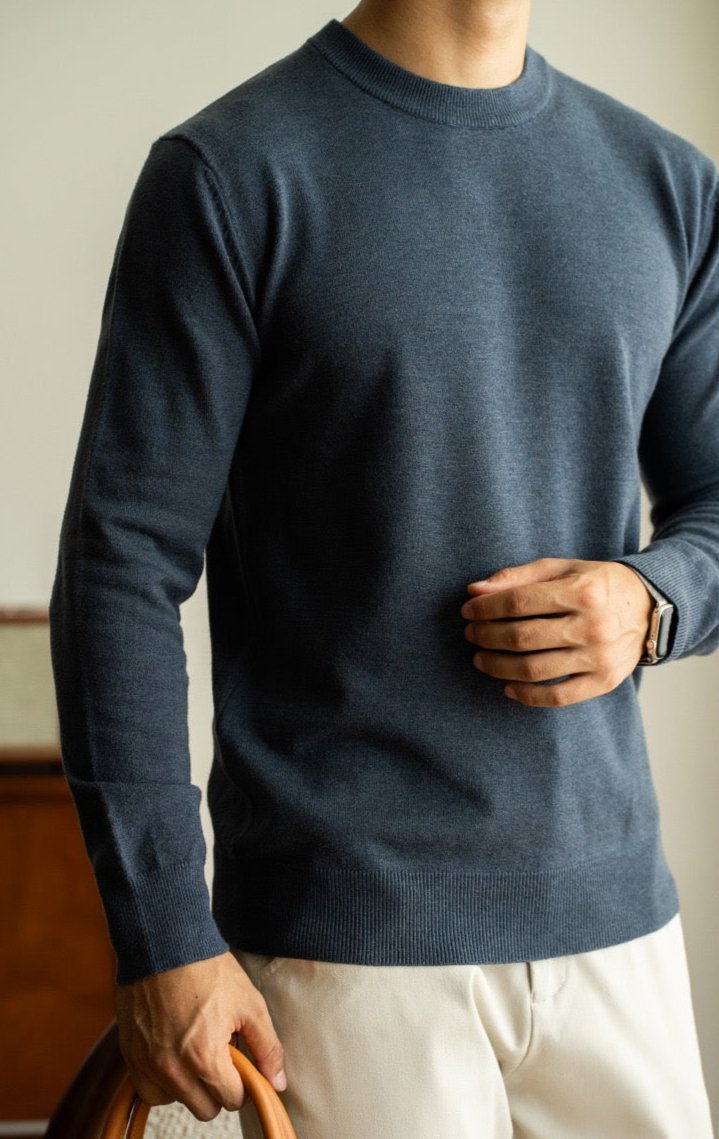 Slim wool crew-neck sweater