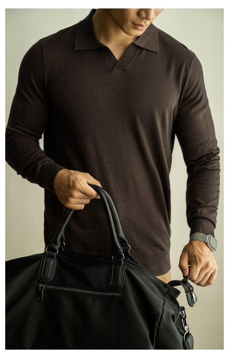 Silky long sleeve polo shirt