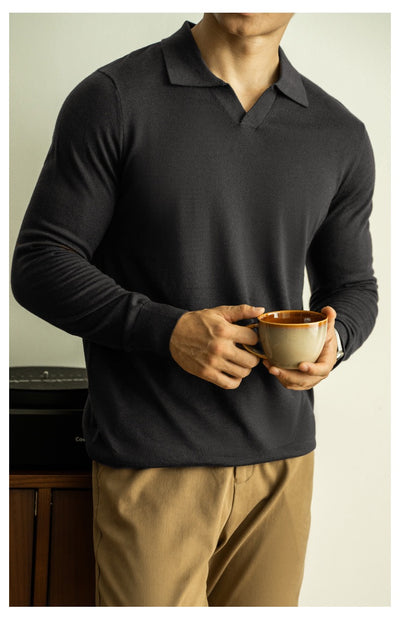 Silky long sleeve polo shirt