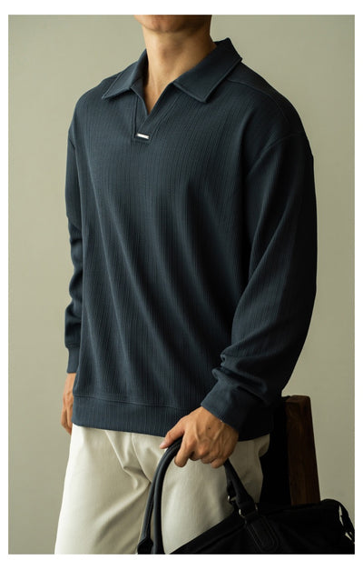 Striped long sleeve polo shirt