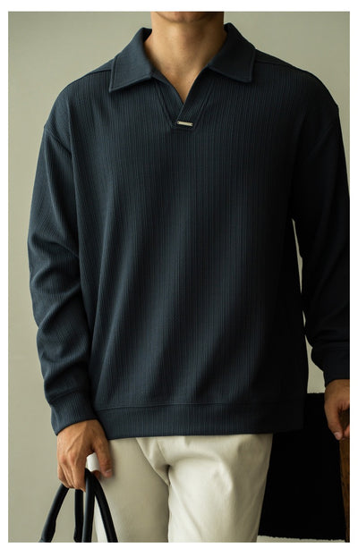 Striped long sleeve polo shirt