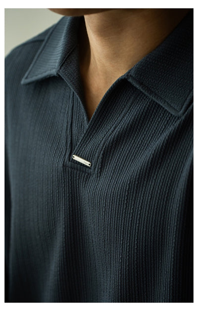 Striped long sleeve polo shirt