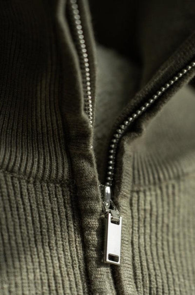 Half-zip stand-up collar cotton