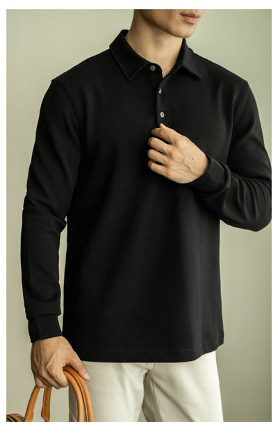 Thick buttoned long sleeve polo shirt