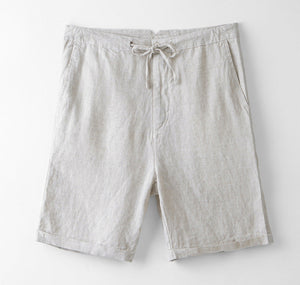 Loose pure linen shorts - Beige