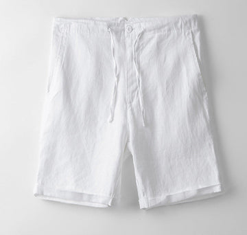 Loose pure linen shorts - White