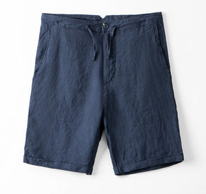 Loose pure linen shorts - Navy
