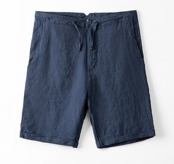Loose pure linen shorts - Navy