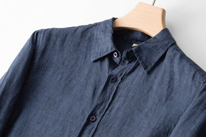 Chemise 100% Lin Marine Été