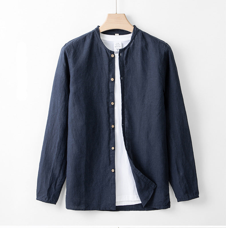 Chemise en pur lin marine homme été