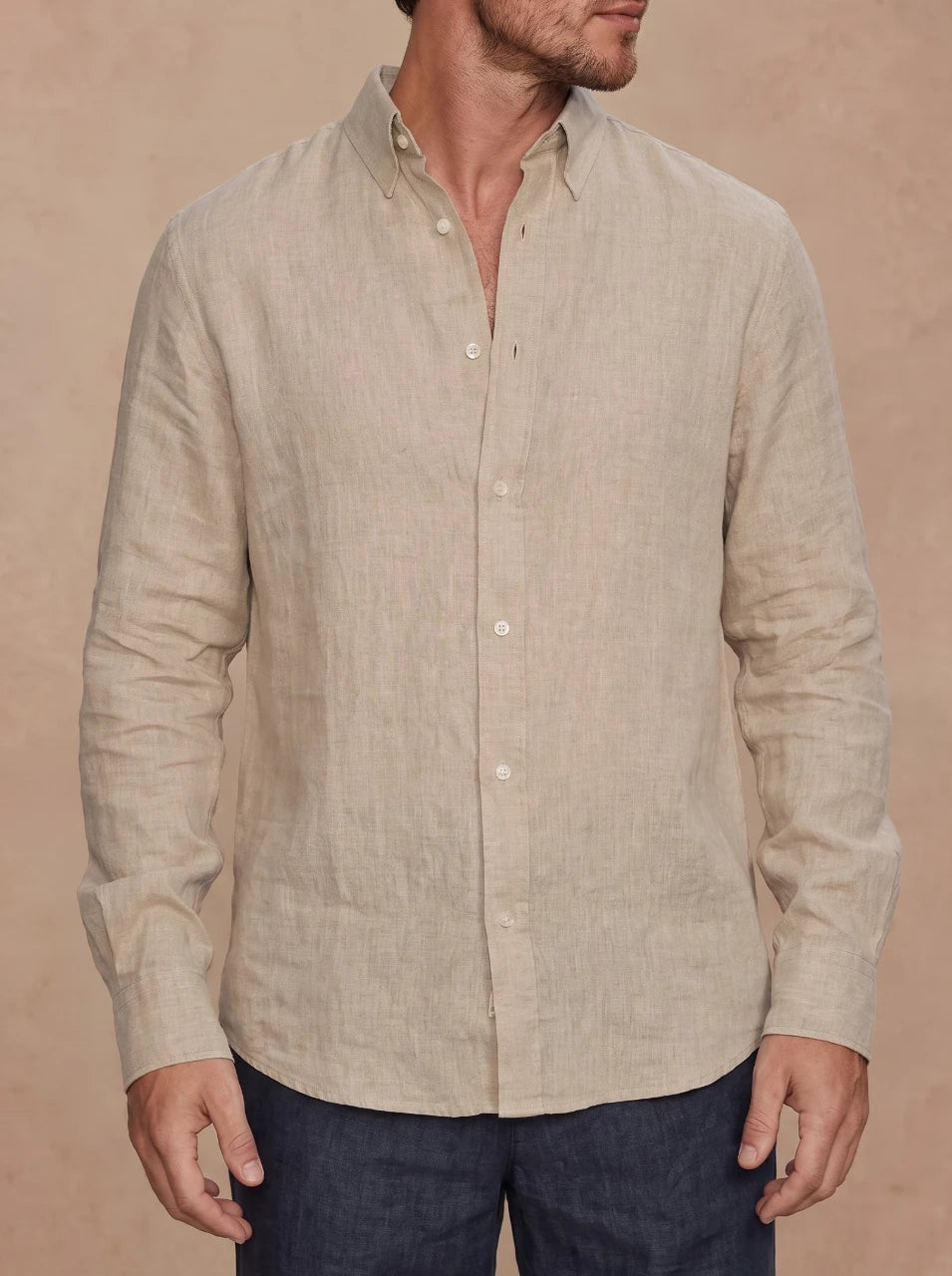 chemise beige lin homme