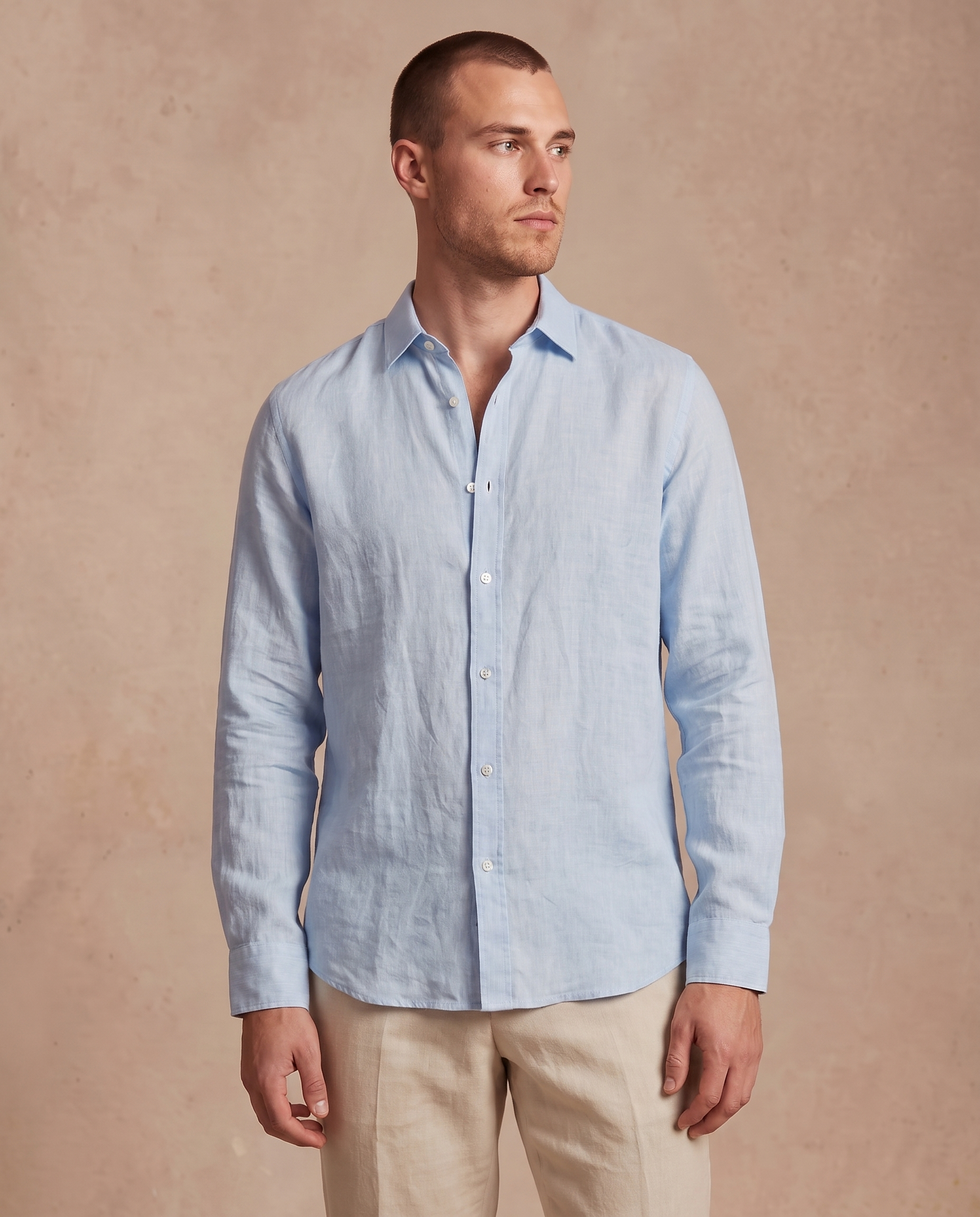 chemise bleu ciel lin homme