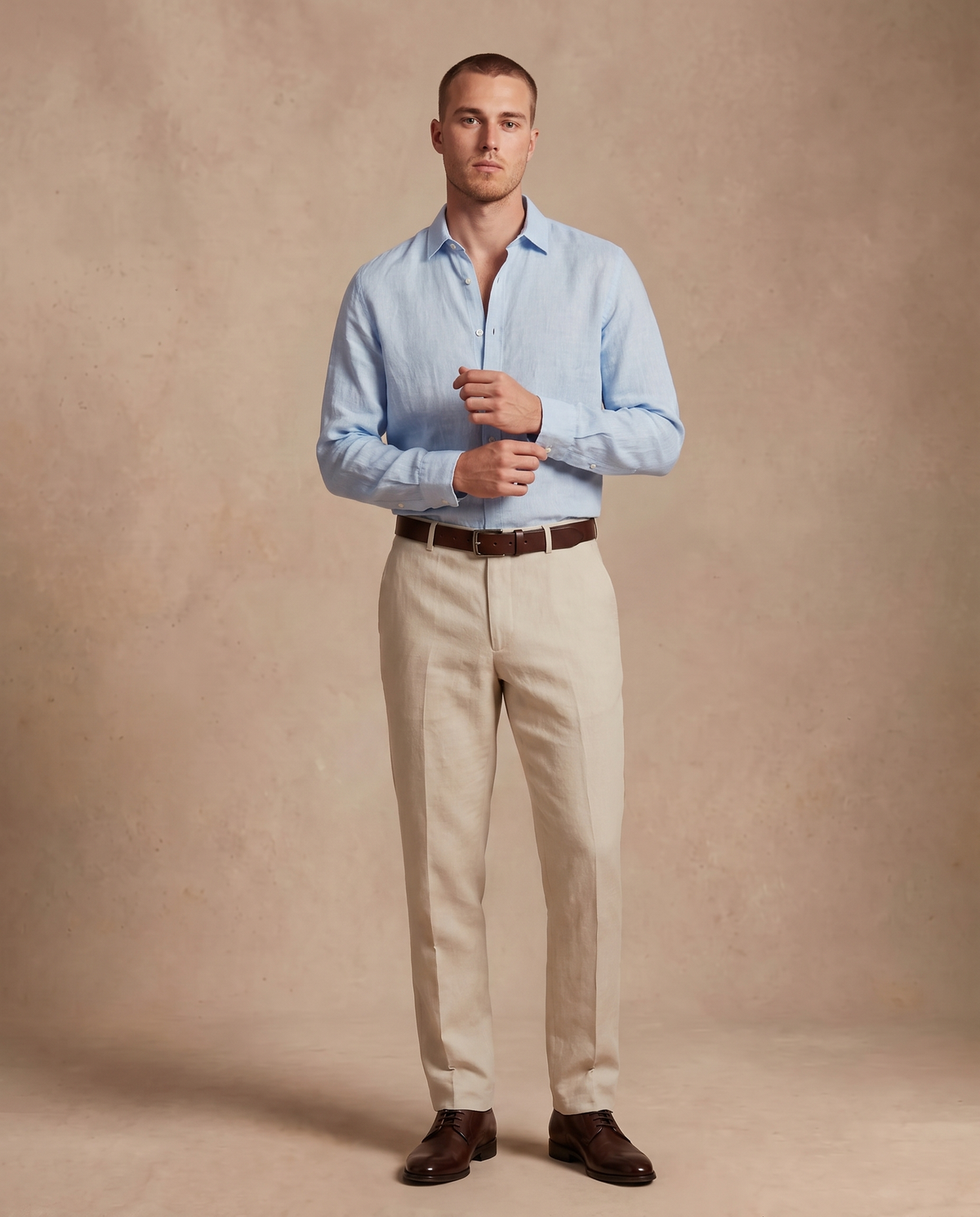 chemise bleu ciel lin homme