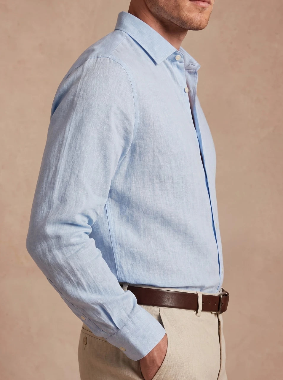chemise bleu ciel lin homme