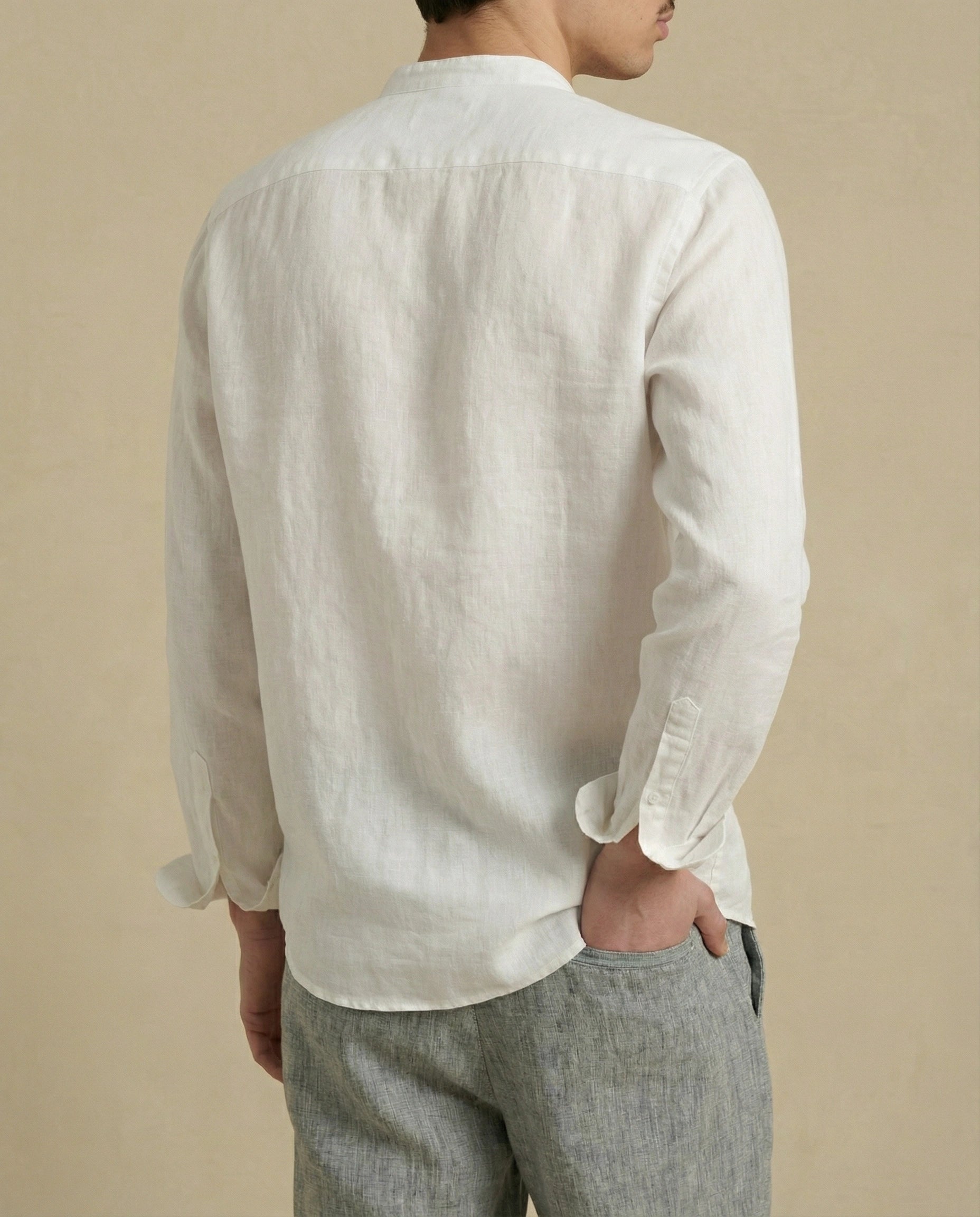 chemise en lin blanc homme col mao