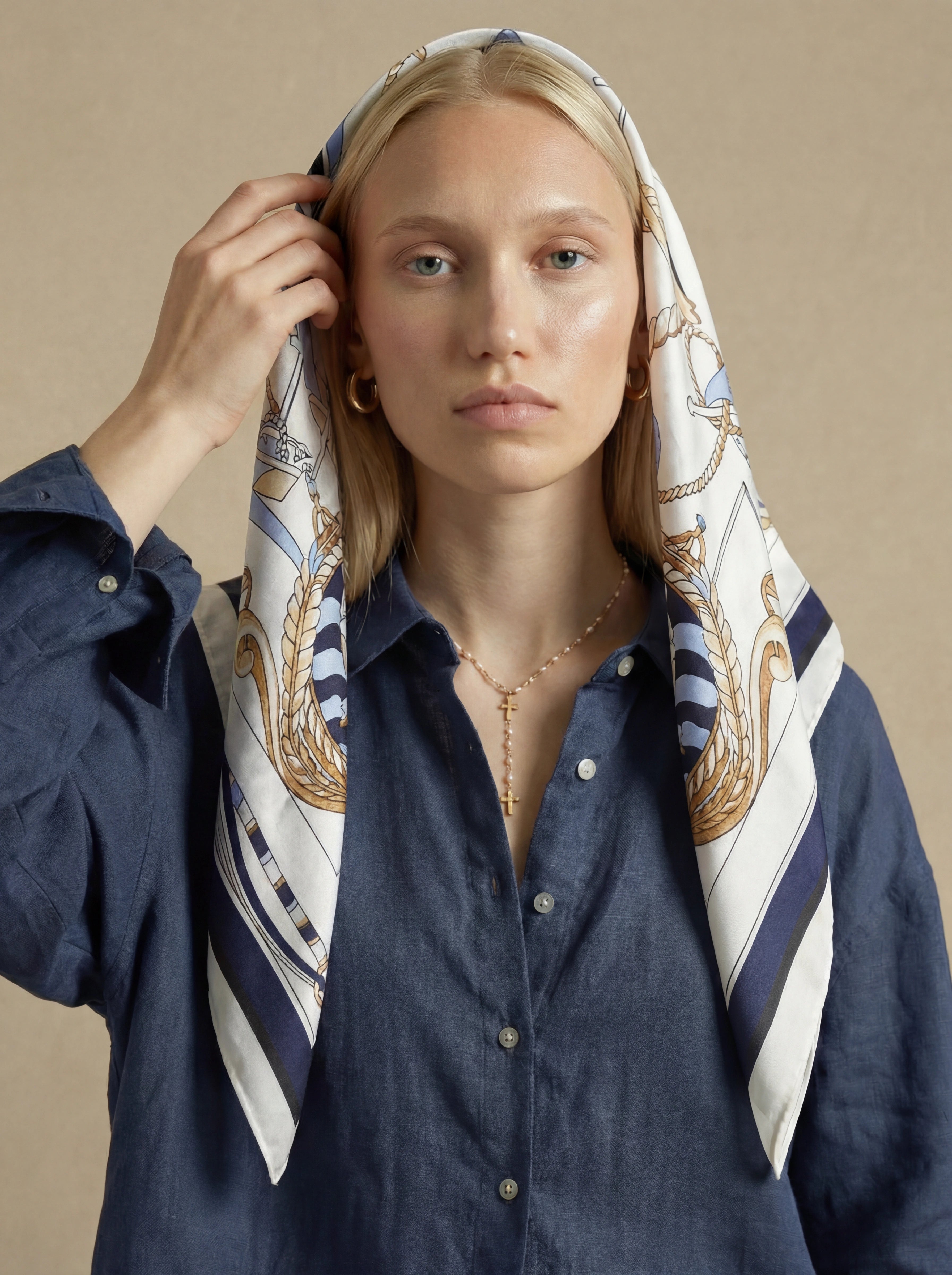 chemise en lin bleu femme marine