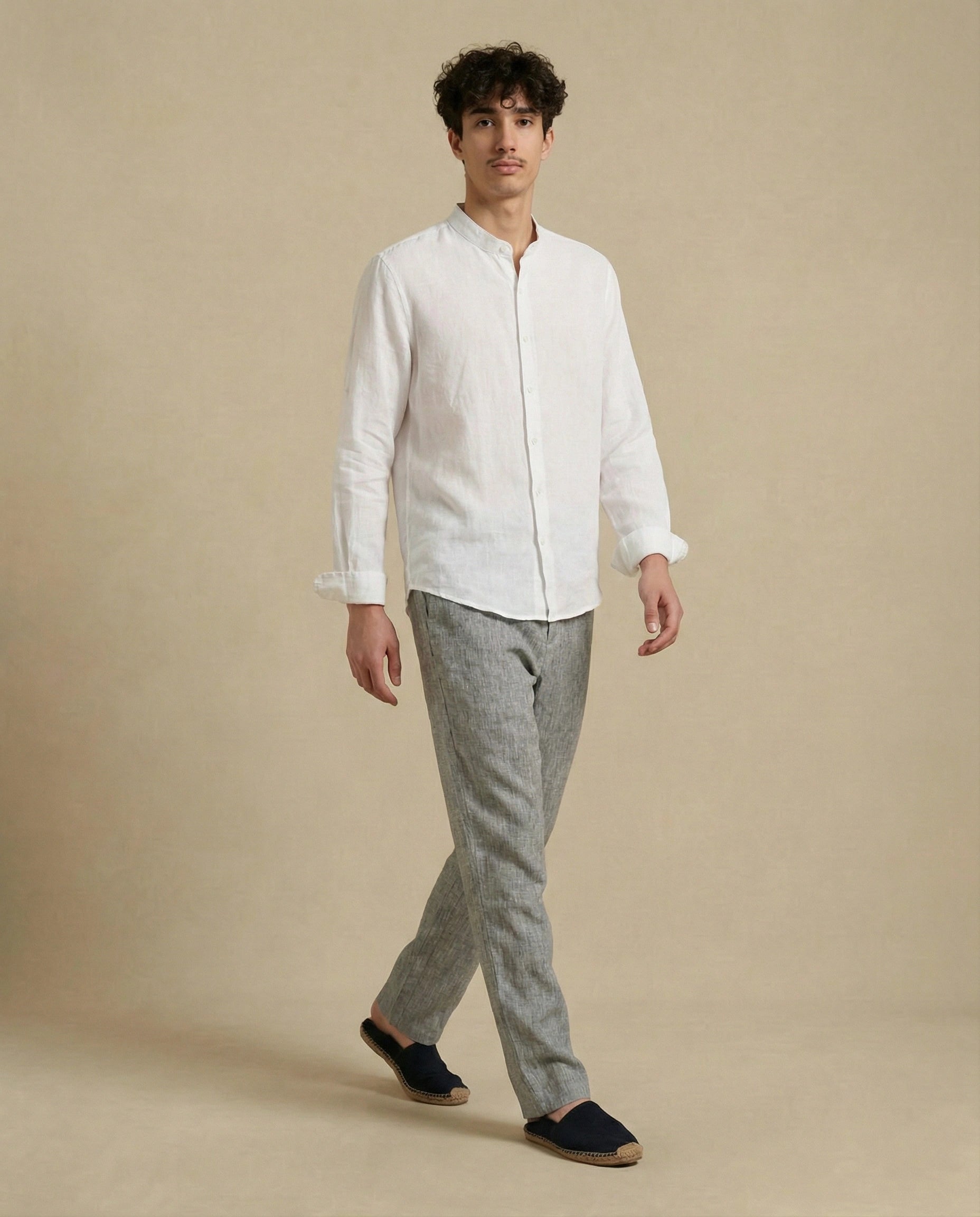 chemise en lin col mao homme pantalon en lin