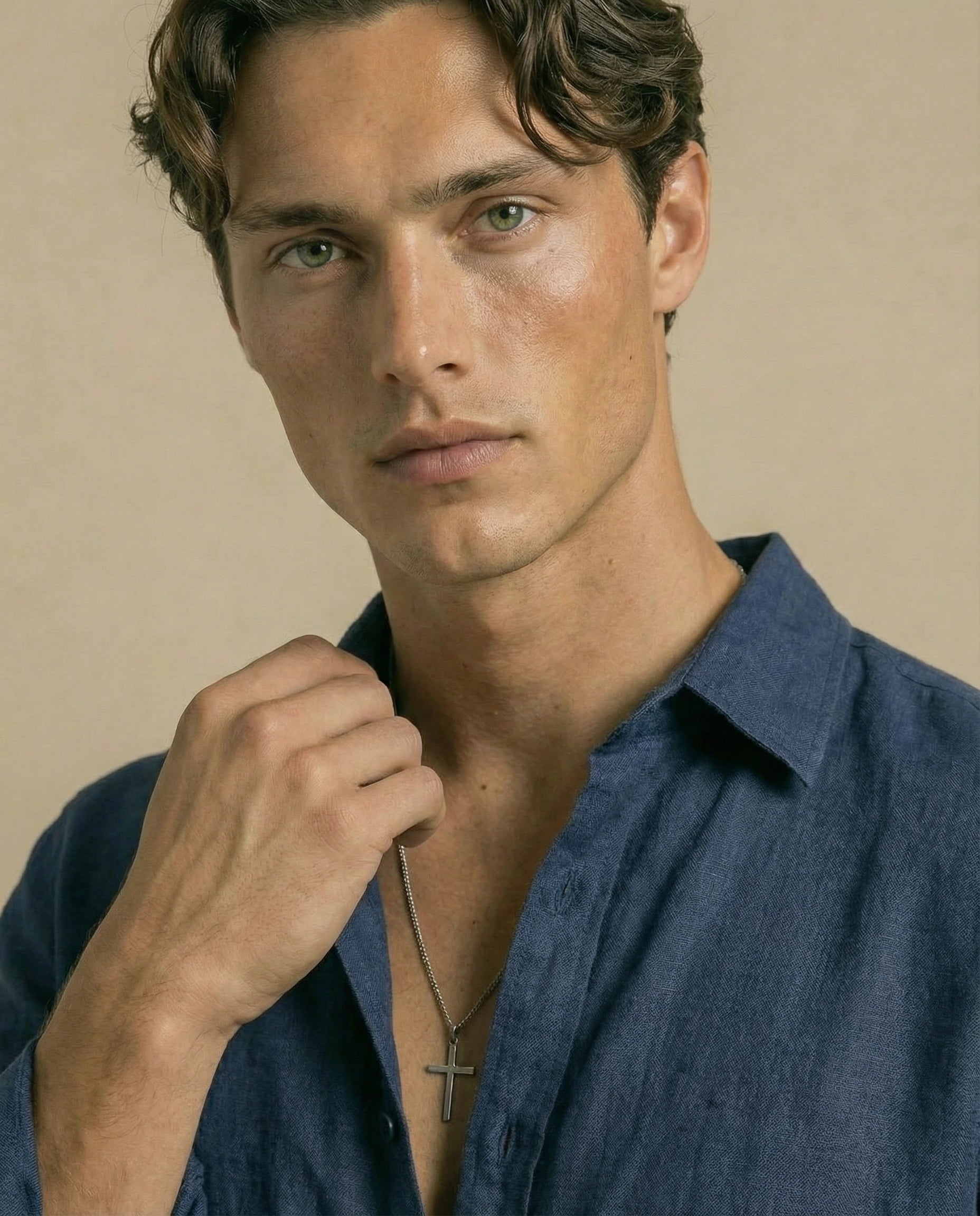 chemise en lin homme bleu marine ete